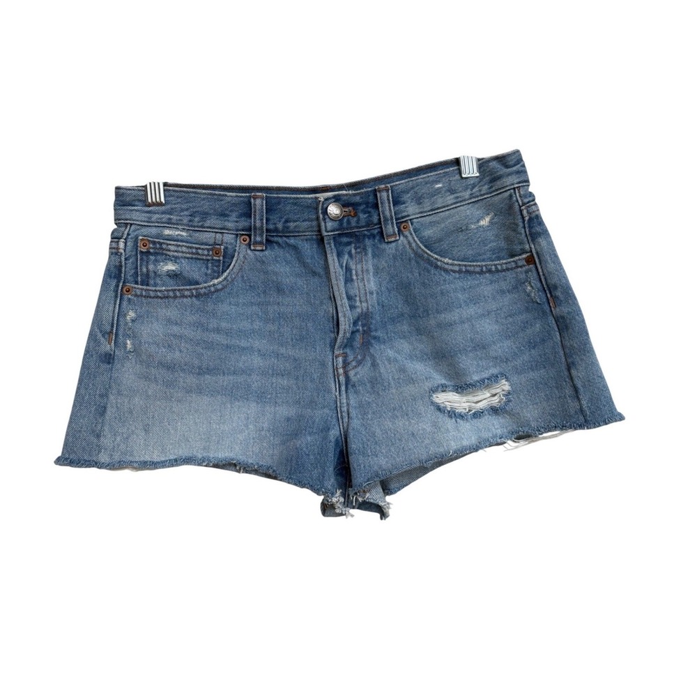 Madwell The Brynn Short High Rise Distressed Denim Cutoff Shorts Blue 25